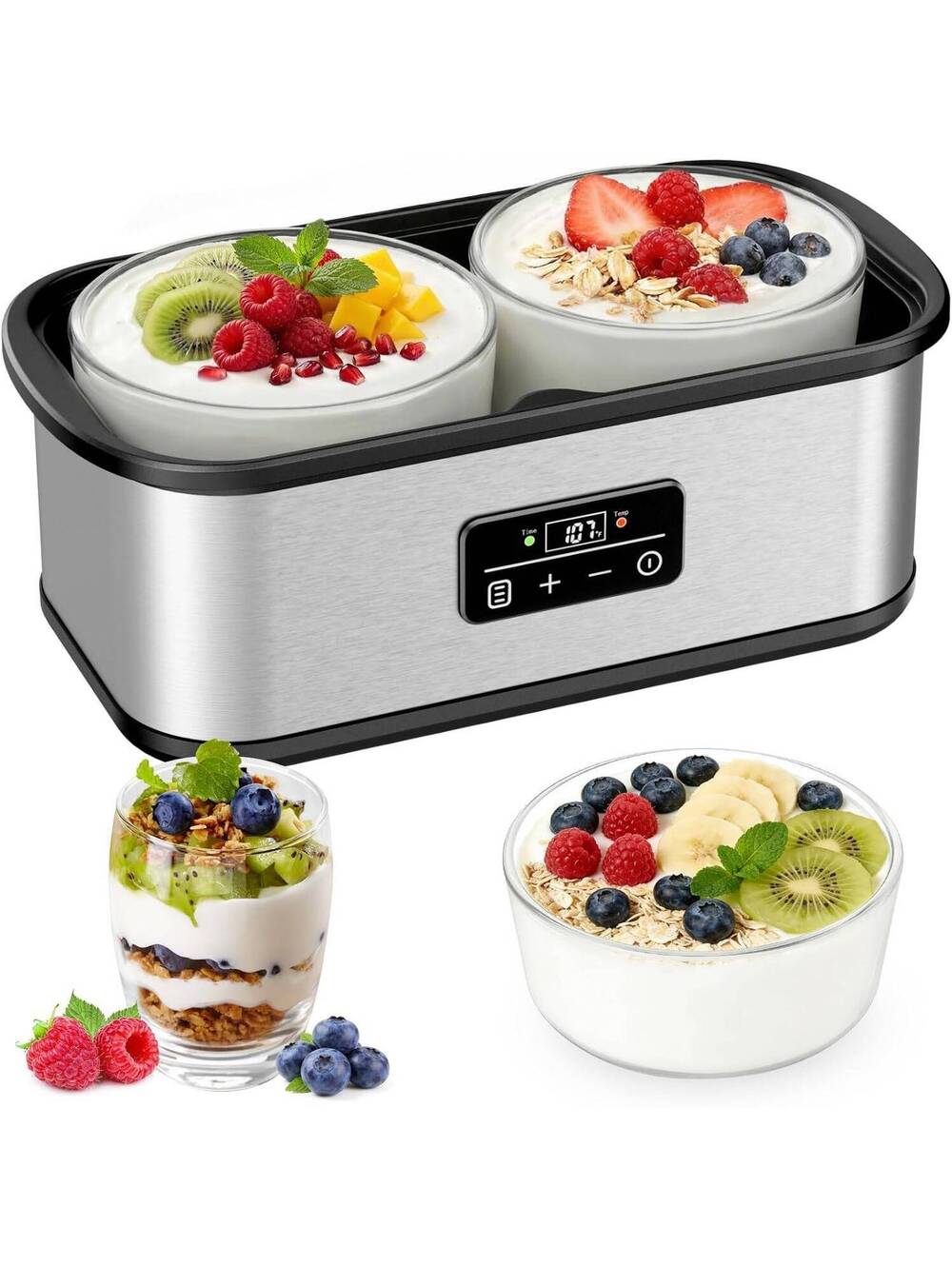 Probiotic Yogurt Maker with Digital Temp & Timer, 2x 925ml Bowls